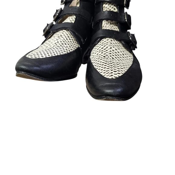 Jimmy Choo Ankle Boots Marlin Cream Snake Print & Black Leather - Picture 10 of 16